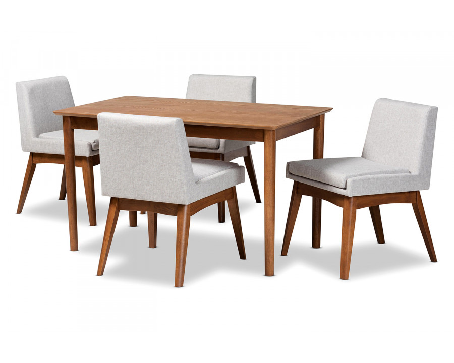 Baxton Nexus Mid-Century Modern 5-Piece Dining Set - Grayish Beige