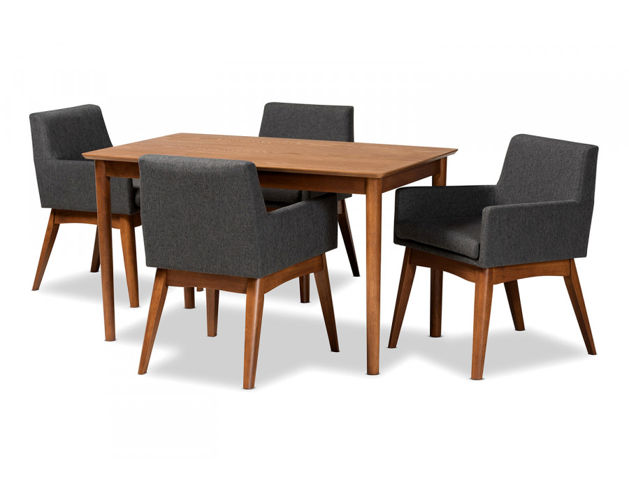 Baxton Dorina Mid-Century Modern 5-Piece Dining Set - Dark Gray