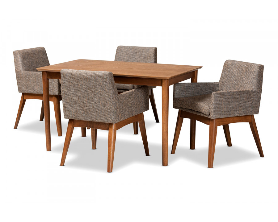 Baxton Dorina Mid-Century Modern 5-Piece Dining Set - Gravel