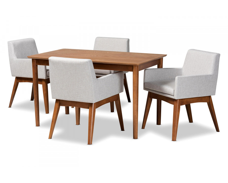 Baxton Dorina Mid-Century Modern 5-Piece Dining Set - Grayish Beig