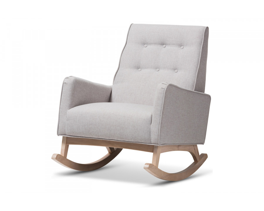 Baxton Marlena Mid-Century Modern Rocking Chair - Grayish Beige