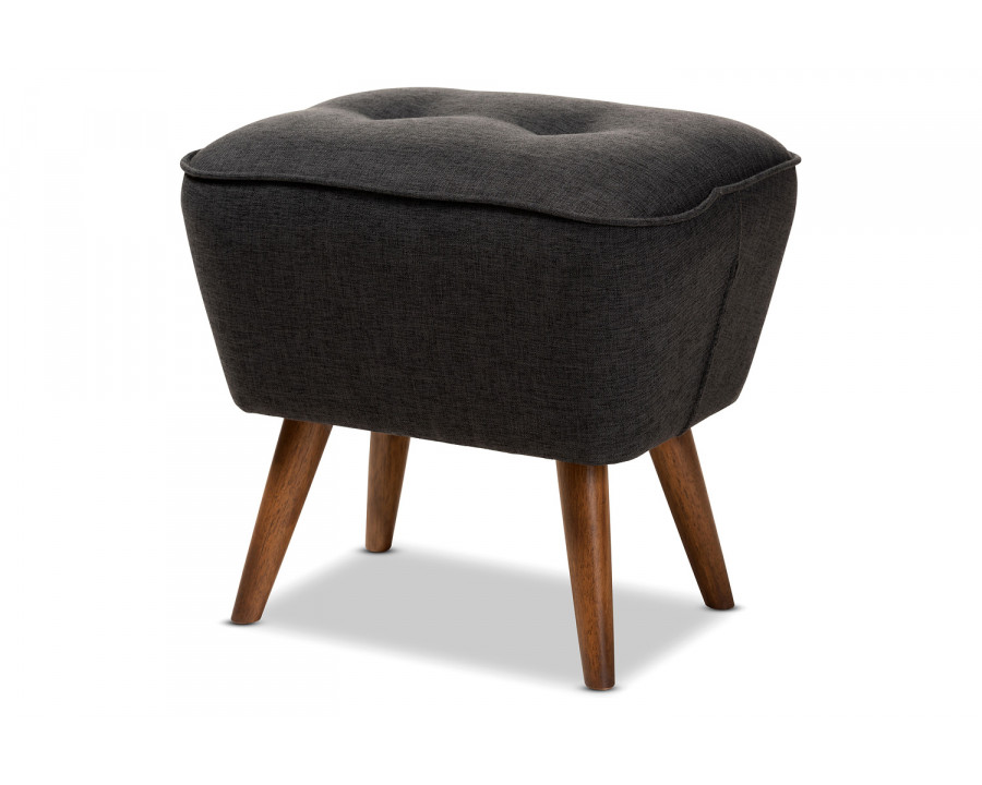 Baxton Petronelle Mid-Century Modern Ottoman - Dark Gray