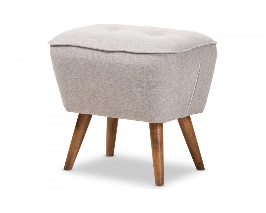 Baxton Petronelle Mid-Century Modern Ottoman - Grayish Beige