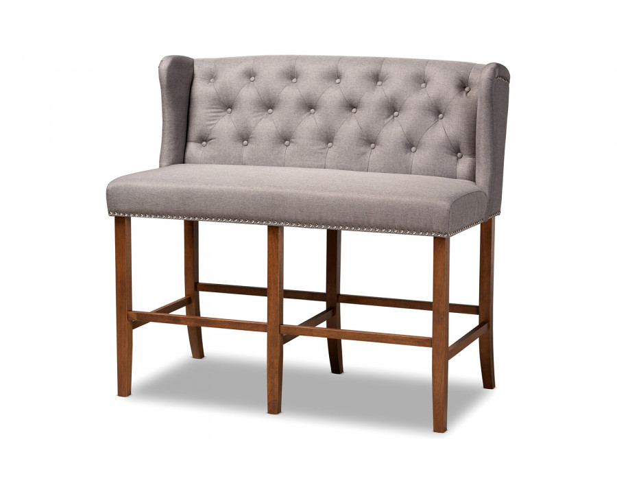 Baxton Alira Modern Button Tufted Bar Stool Bench - Gray