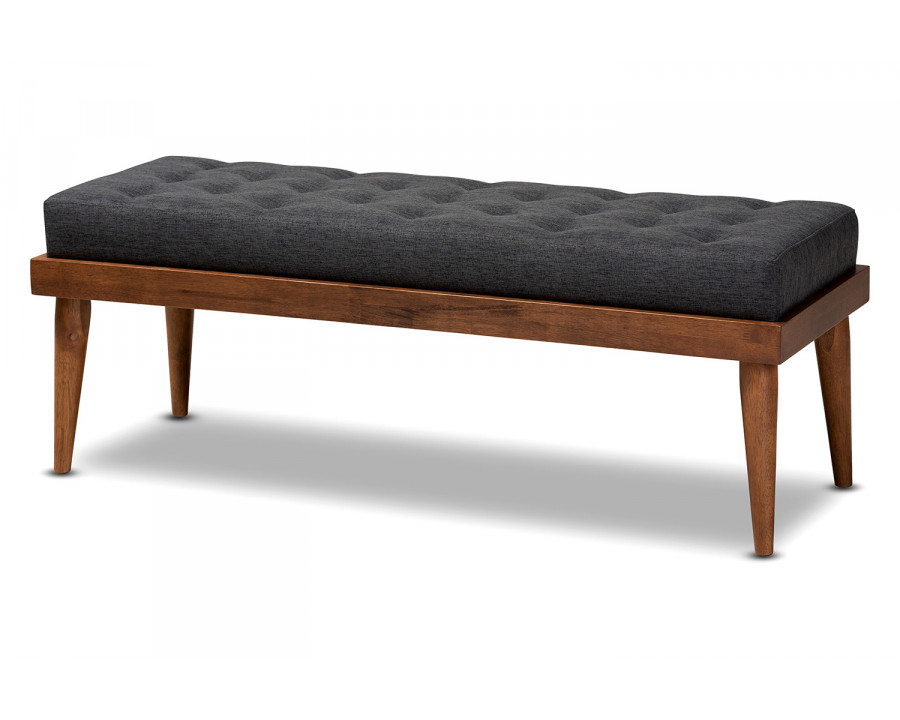 Baxton Linus Mid-Century Modern Bench - Dark Gray