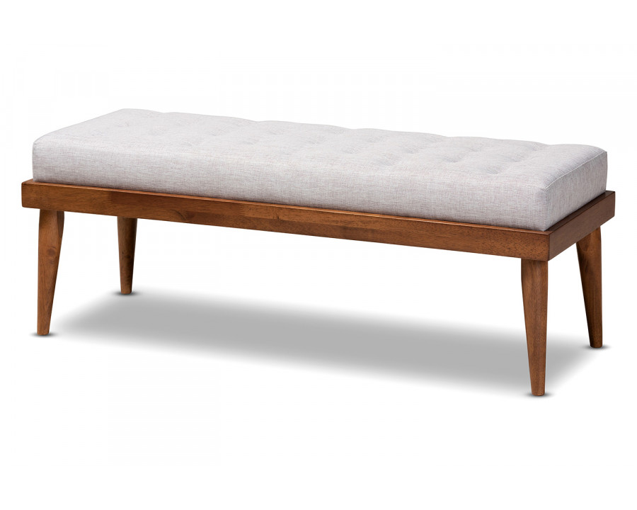 Baxton Linus Mid-Century Modern Bench - Grayish Beige