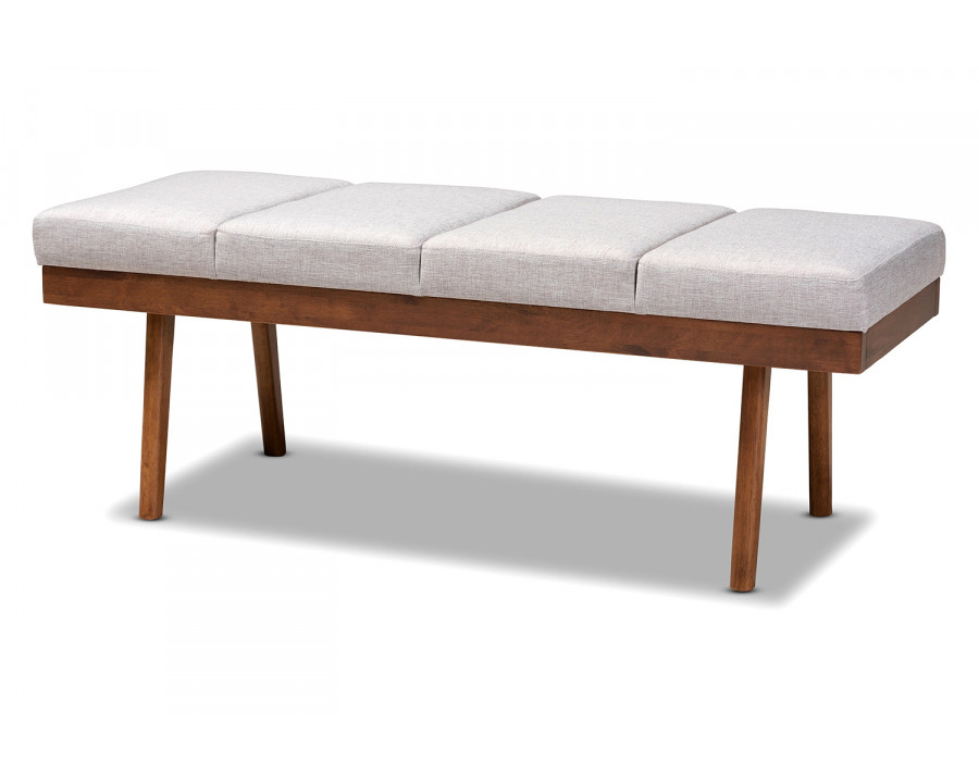 Baxton Larisa Mid-Century Modern Bench - Grayish Beige