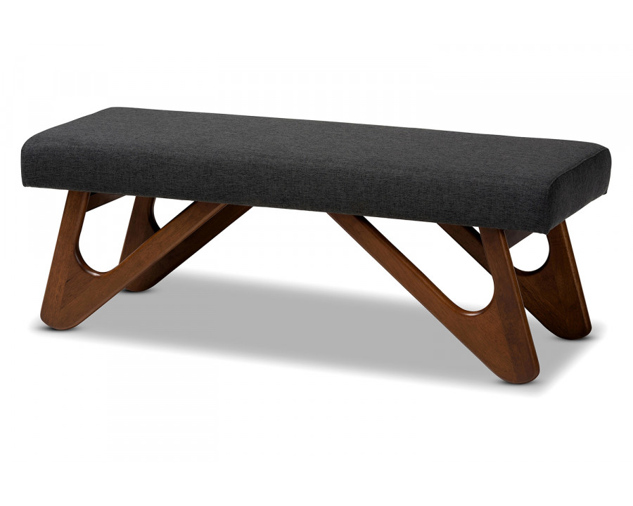 Baxton Rika Mid-Century Modern Boomerang Bench - Dark Gray