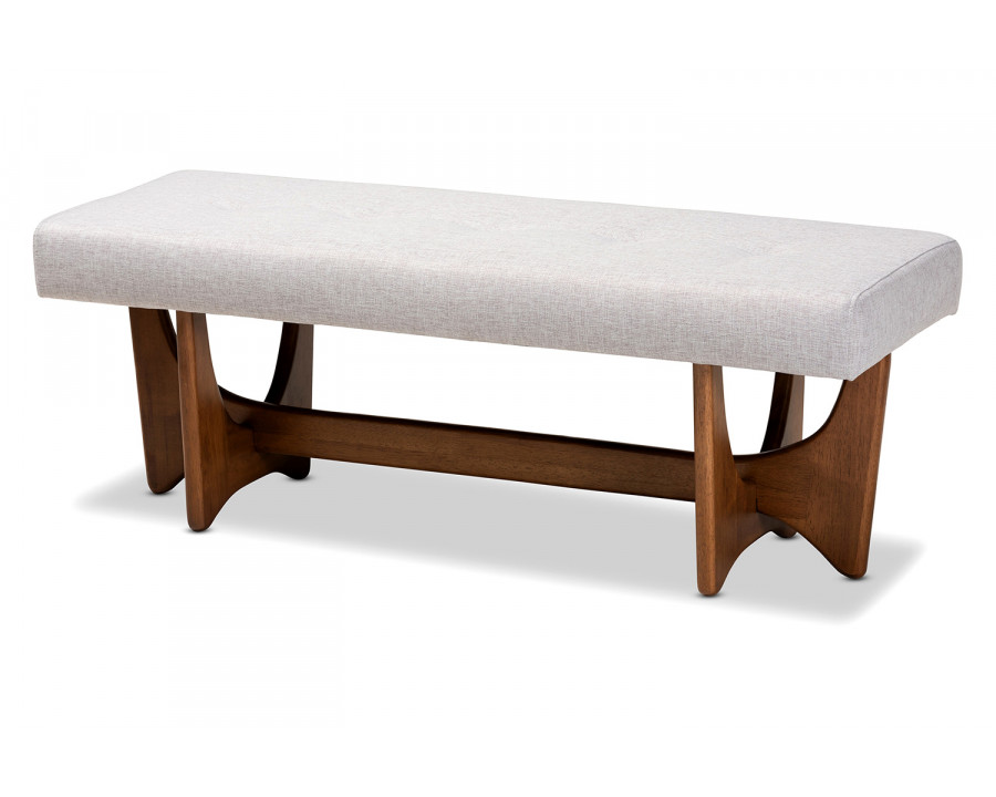 Baxton Theo Mid-Century Modern Bench - Grayish Beige