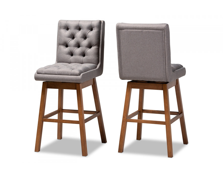 Baxton Gregory Modern 2-Piece Swivel Bar Stool Set - Gray