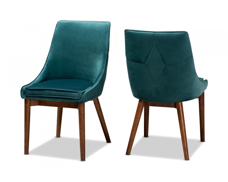 Baxton Gilmore Modern 2-Piece Dining Chair Set - Teal Velvet