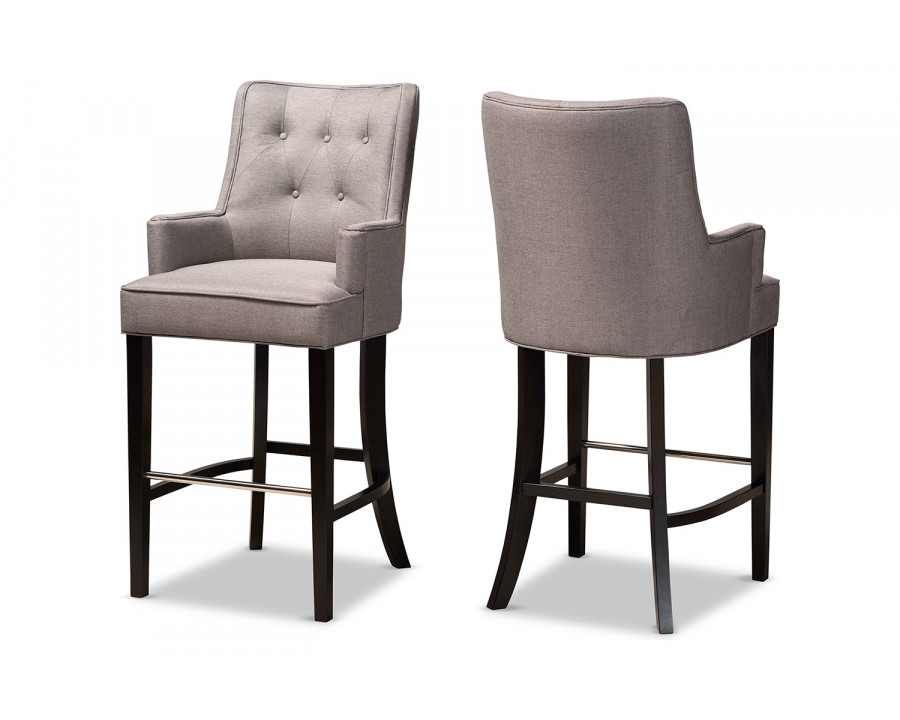 Baxton Aldon Modern 2-Piece Bar Stool Set - Gray