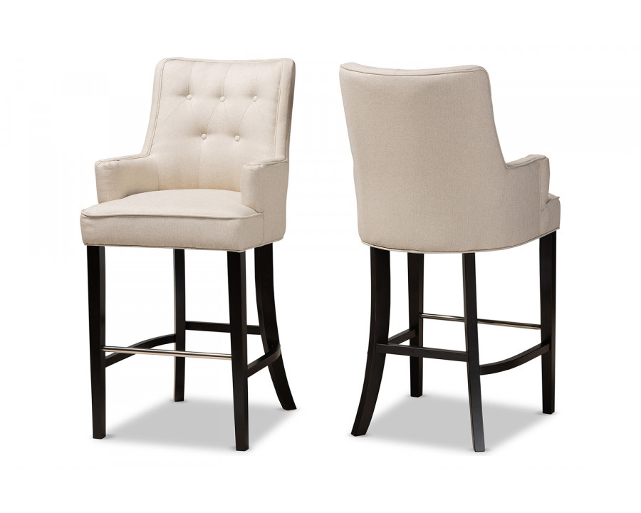 Baxton Aldon Modern 2-Piece Bar Stool Set - Light Beige