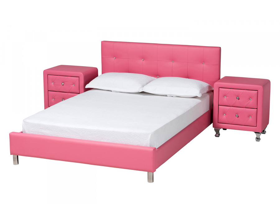 Baxton Barbara Contemporary Glam 3-Piece Bedroom Set