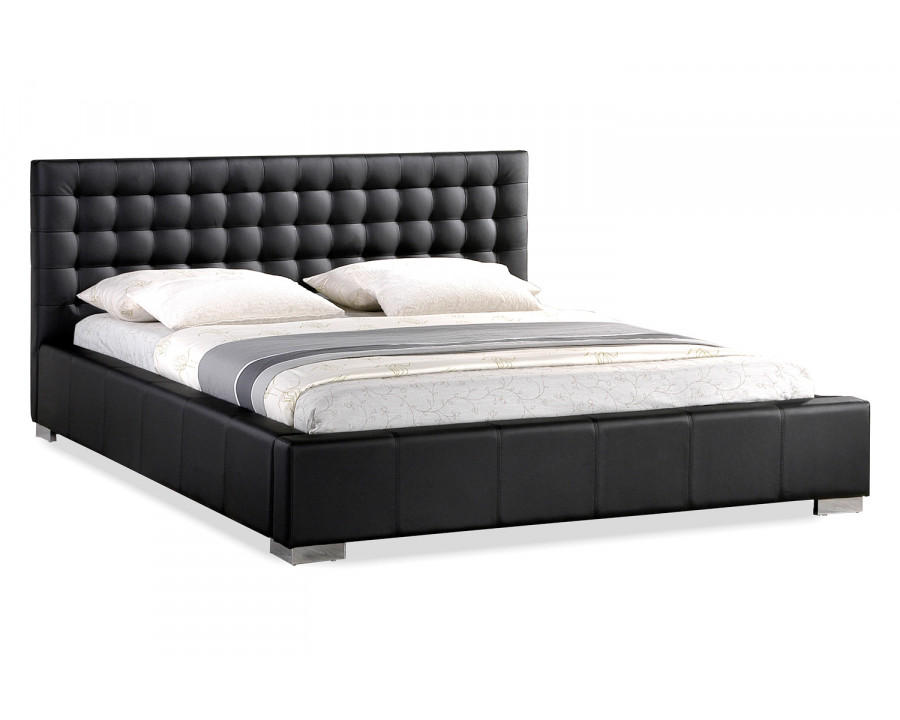 Baxton Madison Modern Bed with Upholstered Headboard - Black