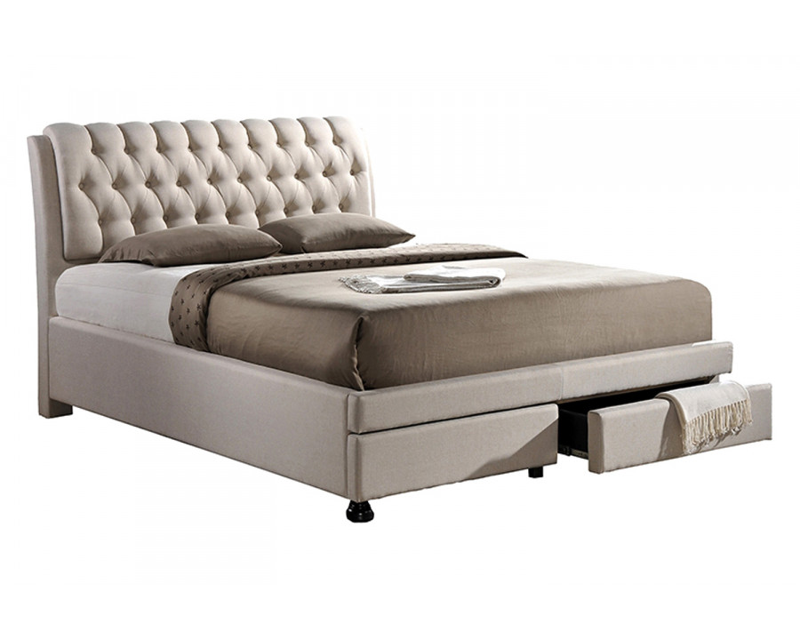 Baxton - Ainge Contemporary Bed with 2-Drawer