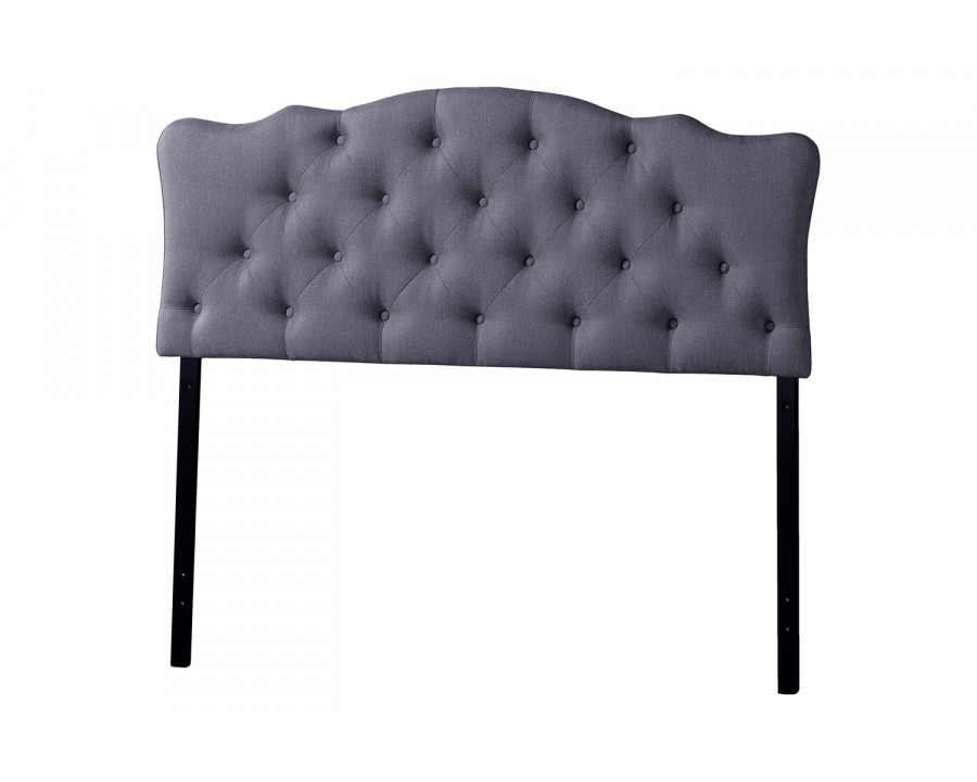 Baxton Rita Modern Scalloped Headboard Queen Size - Grey