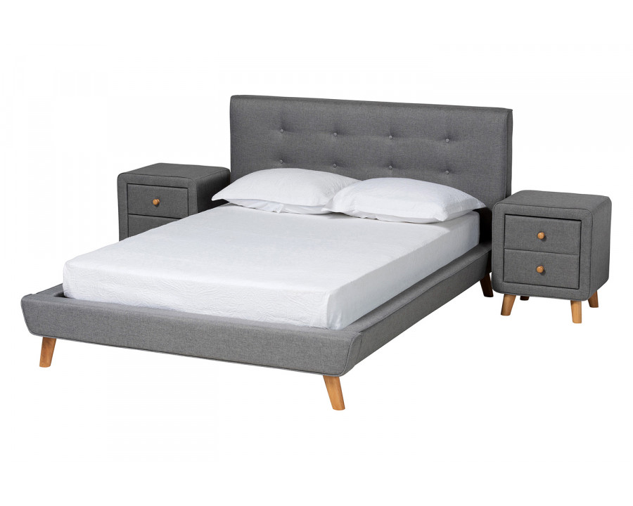 Baxton Jonesy Mid-Century Modern 3-Piece Bedroom Set - Full Size