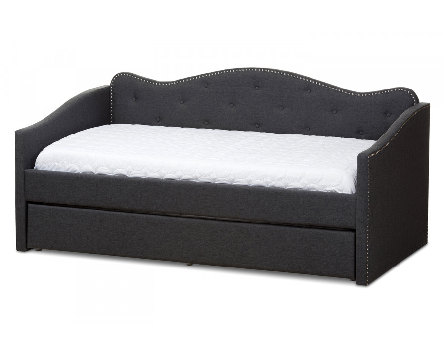 Baxton Kaija Modern Daybed with Trundle - Dark Gray