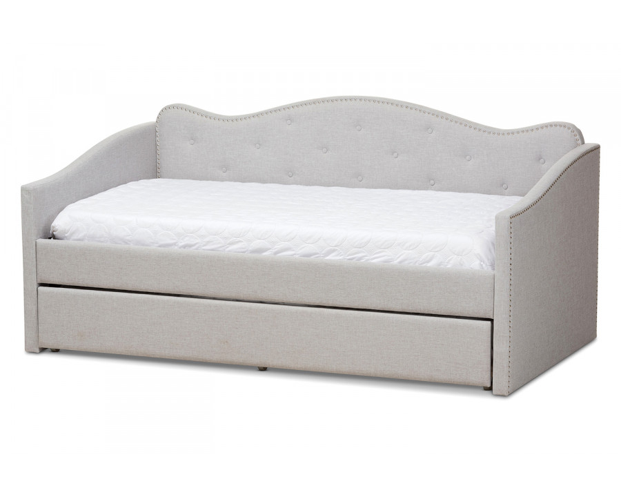 Baxton Kaija Modern Daybed with Trundle - Grayish Beige