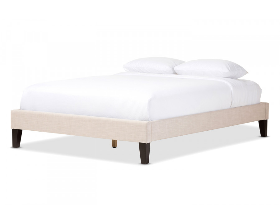 Baxton Lancashire Modern Bed Frame With Tapered Legs Full Size - Beige