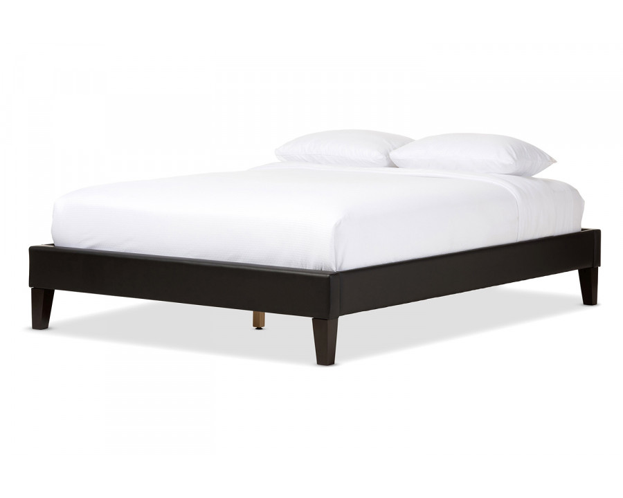 Baxton Lancashire Modern Bed Frame With Tapered Legs Queen Size - Black