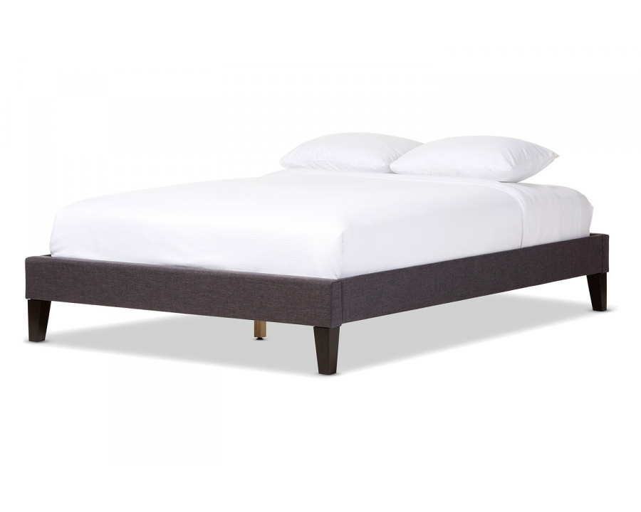 Baxton Lancashire Modern Bed Frame With Tapered Legs Queen Size - Dark Grey