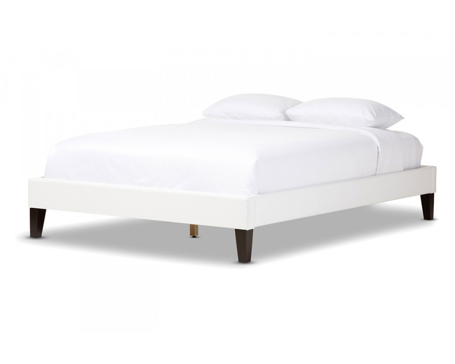 Baxton Lancashire Modern Bed Frame With Tapered Legs King Size - White