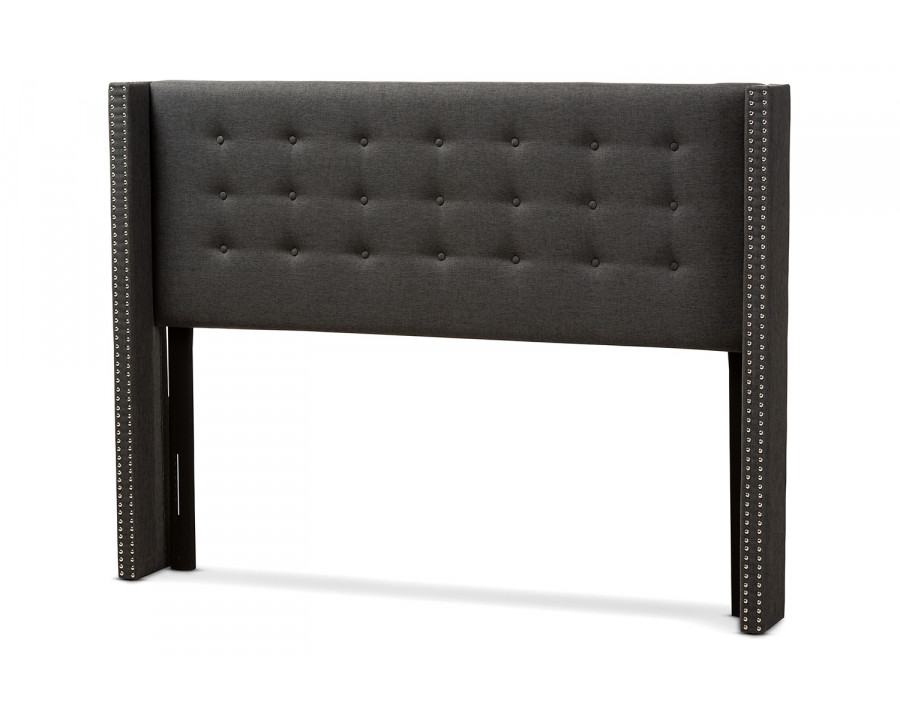 Baxton Ginaro Modern Winged Headboard King Size - Dark Grey