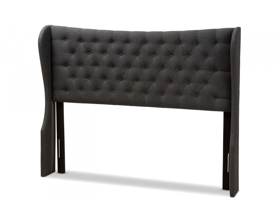 Baxton Cadence Modern Winged Headboard King Size - Dark Grey