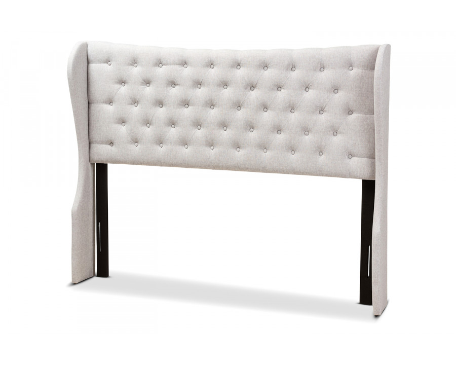 Baxton Cadence Modern Winged Headboard King Size - Greyish Beige