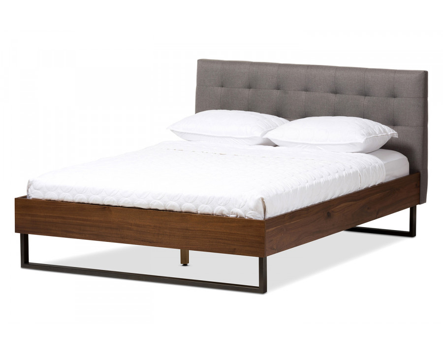 Baxton Mitchell Platform Bed King Size - Grey