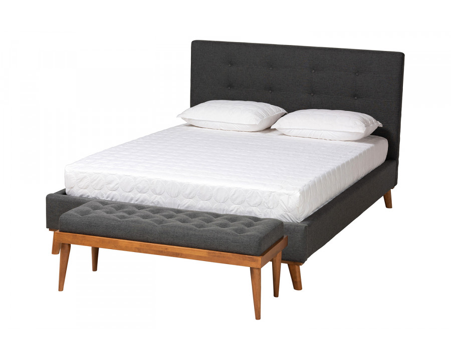 Baxton Valencia Mid-Century Modern 2-Piece Bedroom Set - King Size