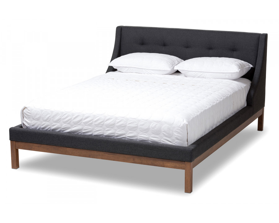 Baxton Louvain Modern Platform Bed Full Size - Dark Grey