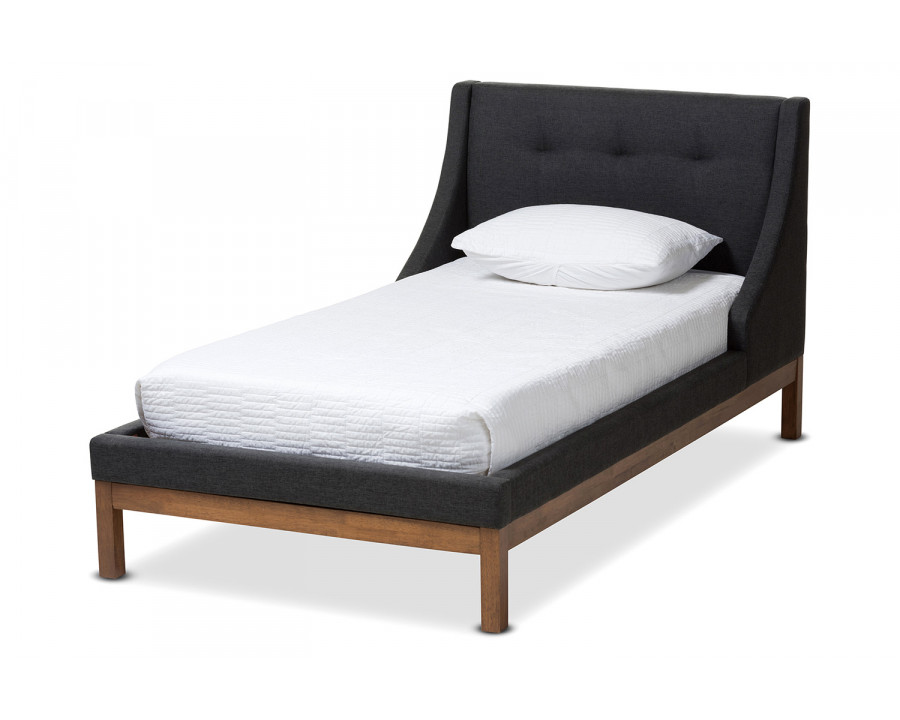 Baxton Louvain Modern Platform Bed Twin Size - Dark Grey