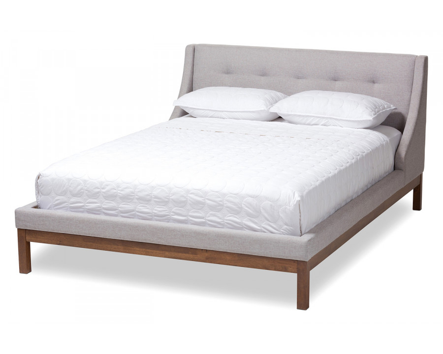 Baxton Louvain Modern Platform Bed Full Size - Greyish Beige