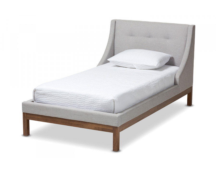 Baxton Louvain Modern Platform Bed Twin Size - Greyish Beige