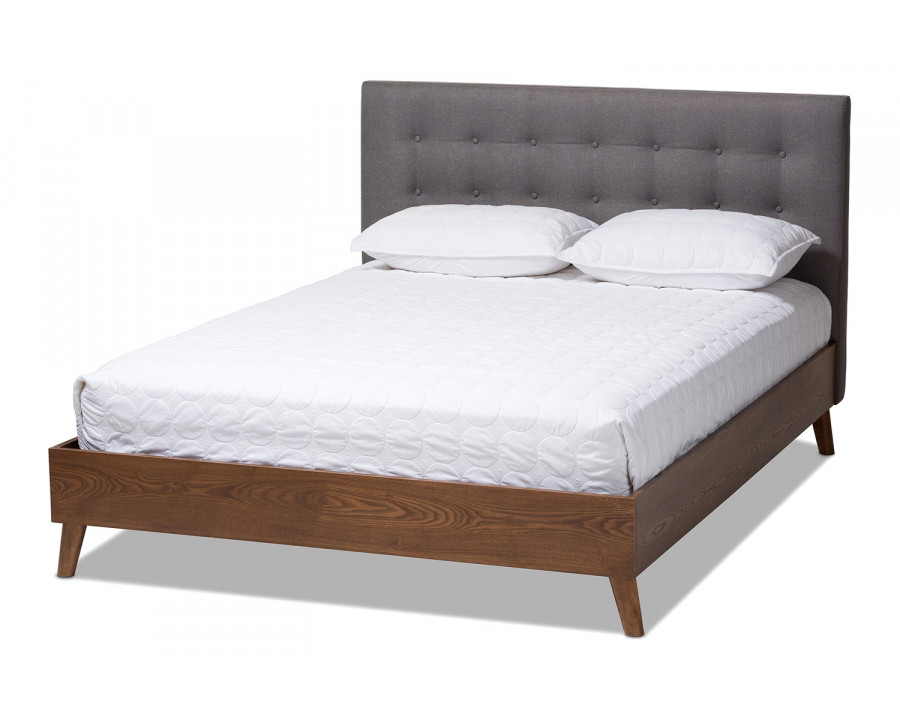 Baxton Alinia Mid-century Retro Modern Platform Bed - Gray