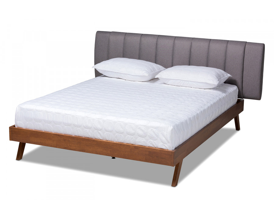 Baxton Brita Mid Century Modern Bed King Size - Grey