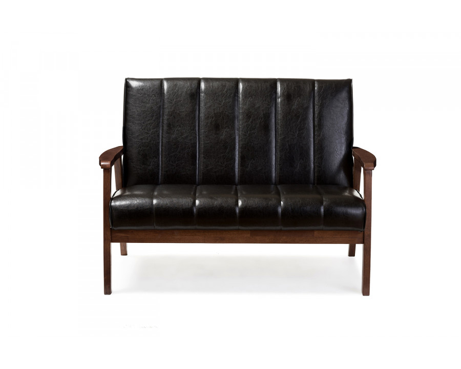 Baxton Nikko Mid-century Modern 2-Seater Loveseat - Black