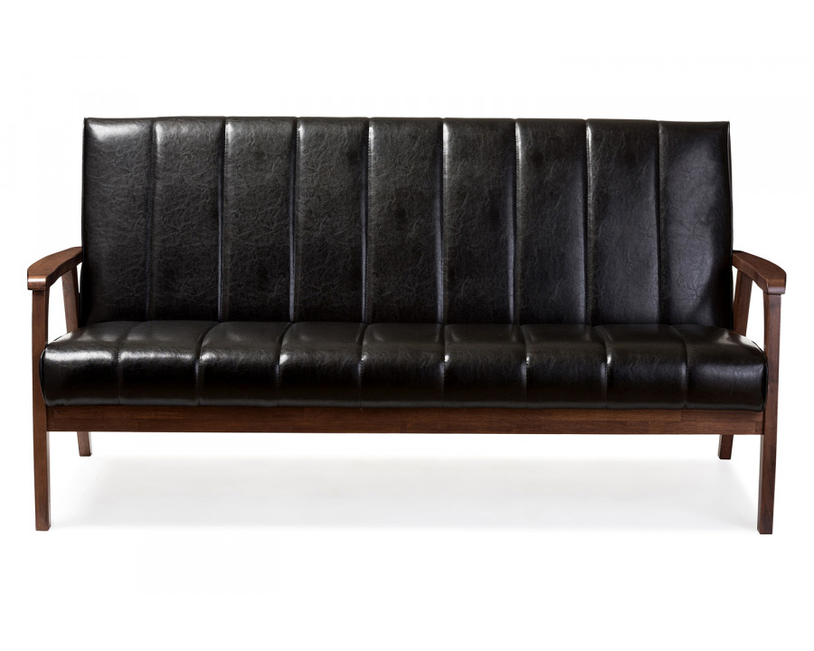 Baxton Nikko Mid-century Modern 3-Seater Sofa - Black