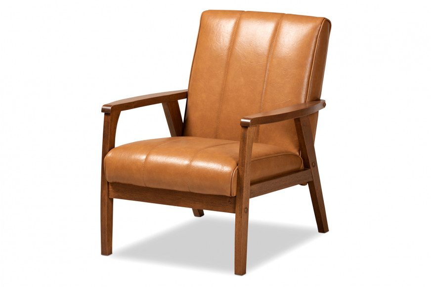 Baxton™ Nikko Mid-century Modern Lounge Chair - Tan