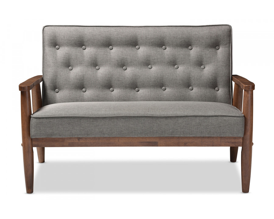 Baxton Sorrento Mid-Century Retro Modern 2-seater Loveseat - Gray