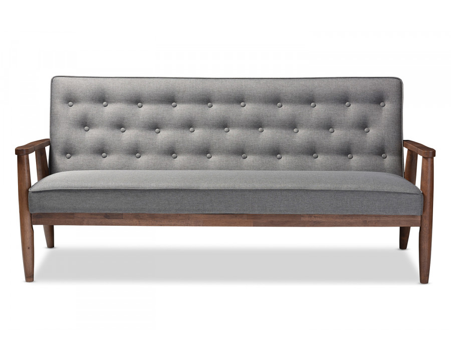 Baxton Sorrento Mid-Century Retro Modern 3-seater Sofa - Gray