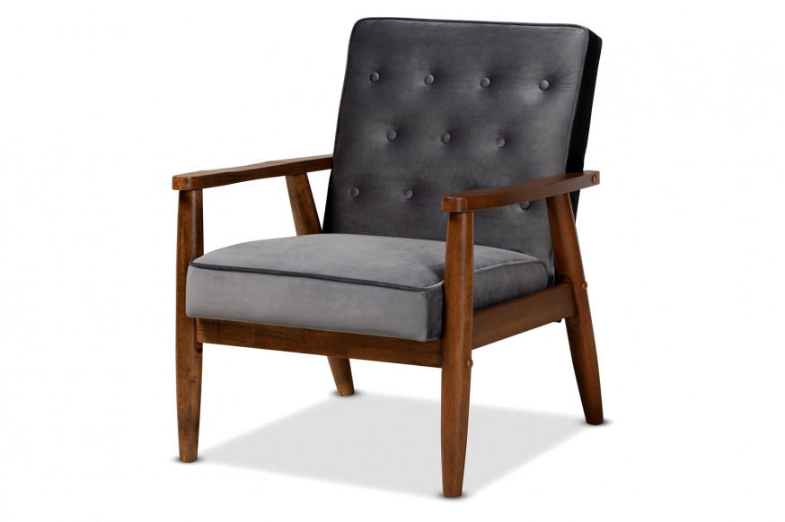 Baxton™ Sorrento Mid-Century Modern Lounge Chair - Gray