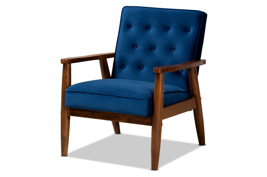 Baxton™ Sorrento Mid-Century Modern Lounge Chair - Navy Blue