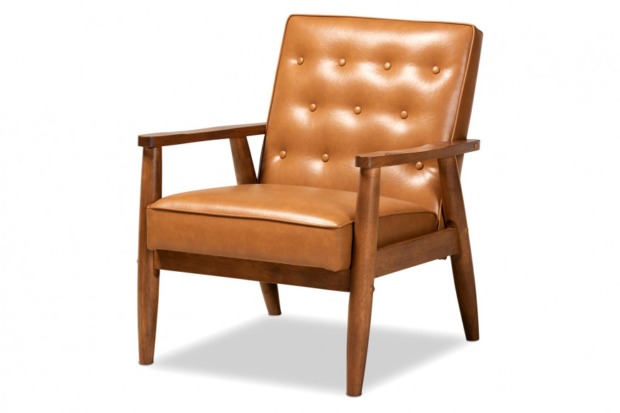 Baxton™ Sorrento Mid-Century Modern Lounge Chair - Tan