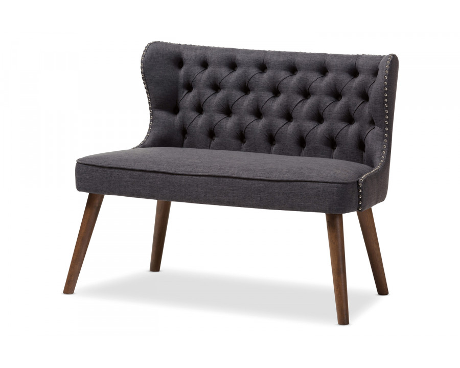 Baxton Scarlett Mid-Century Modern 2-Seater Loveseat Settee - Dark Gray