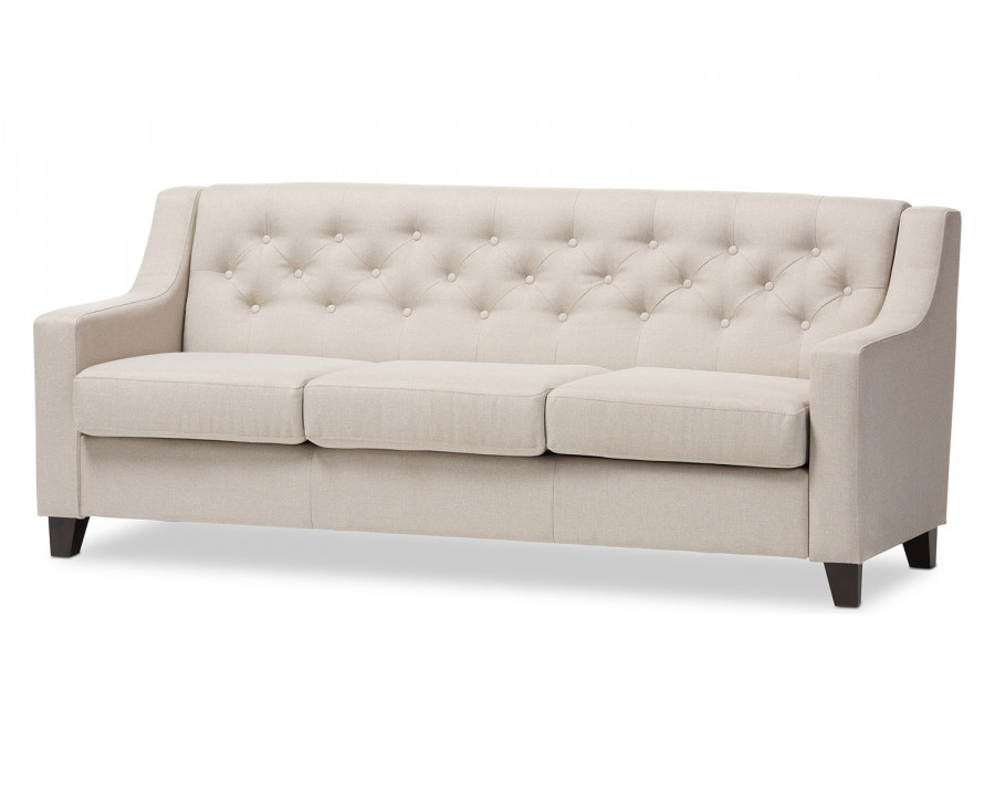 Baxton Arcadia Modern 3-Seater Sofa - Light Beige