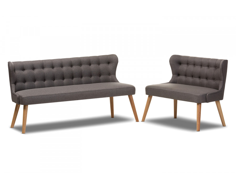 Baxton Melody Mid-Century Modern 2-Piece Settee Set